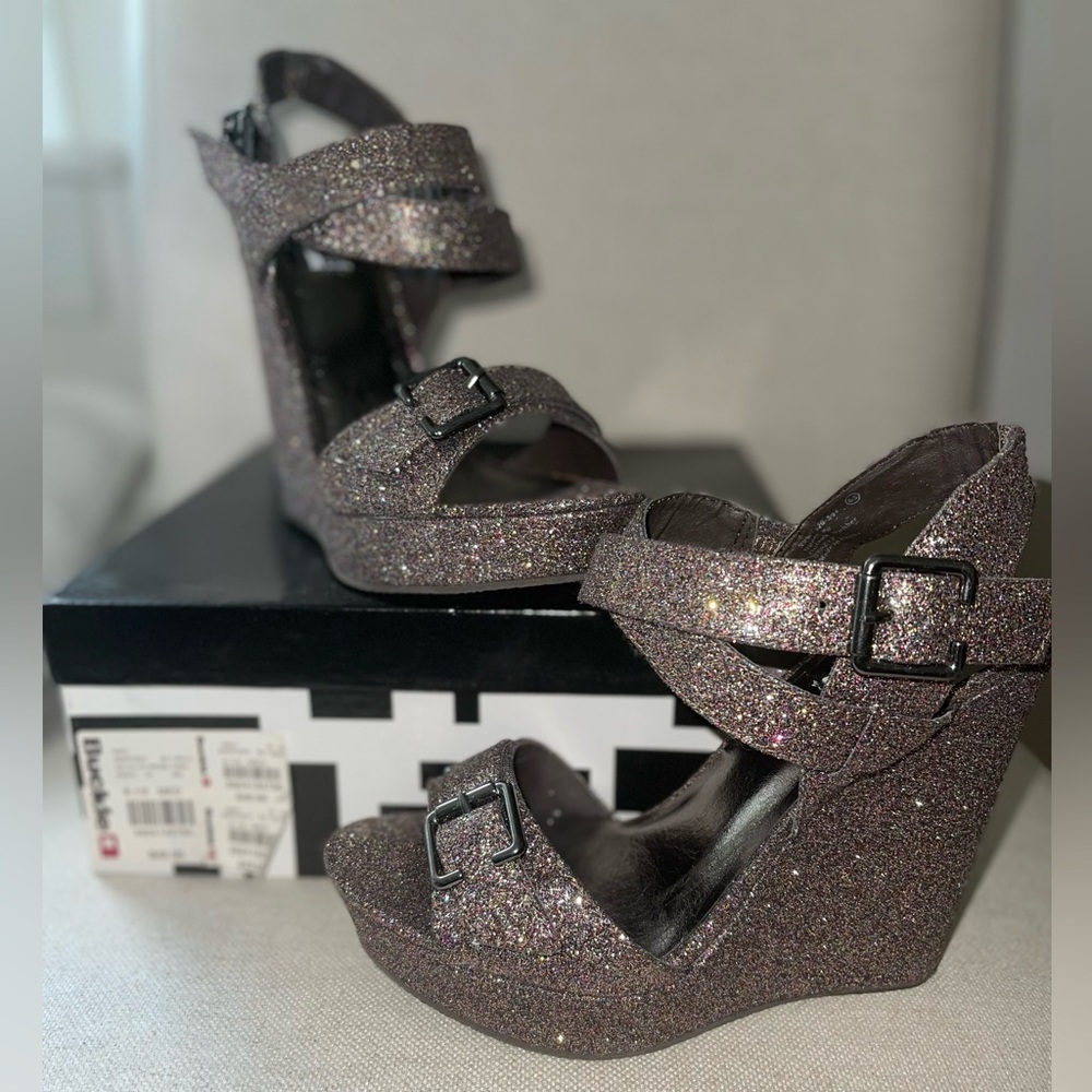 Not Rated multi glitter wedge